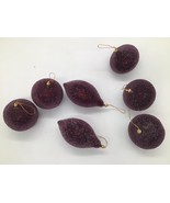 Vintage burgundy Beaded Sequin Like Ornaments 2.5” Round Set Of 8 Christmas - €17,07 EUR