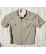 Men&#39;s Field and Stream Button Front Tan Fishing Shirt Size Large Short S... - €14,45 EUR