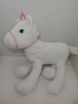 Silver One brand plush unicorn white pink horn heart floppy legs - £7.90 GBP