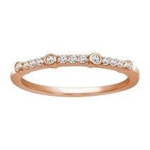 0.15CT Diamanti Finti Mezza Eternity Fede Nuziale 14K Rosa Placcato Oro - £160.55 GBP