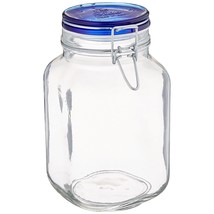 Bormioli Rocco Fido Square Jar with Blue Lid, 67.5-Ounce - £25.01 GBP