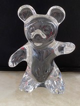 DAUM FRANCE Teddy Bear Figurine Art Glass Clear Crystal Signed 4&quot; - $35.00