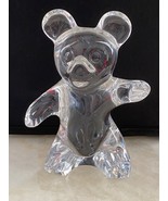 DAUM FRANCE Teddy Bear Figurine Art Glass Clear Crystal Signed 4&quot; - £27.65 GBP