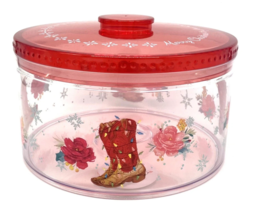 Pioneer Woman Cookie Treat Container Boot Floral Print Acrylic Recipe Ca... - $418.84 MXN