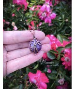 Silver, copper sphere pendant with purple Dragon Veins Agate, Minimalist... - $58.00