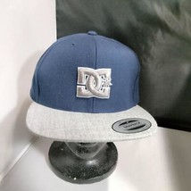 Dc Shoes Hat Baseball Cap Snapback Blue + Gray Bill Sm Raised Logo Sample - £19.63 GBP
