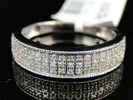 Men&#39;s 1.80CT Round Simulated Diamond 14K White Gold Plated Wedding Band Ring - £104.01 GBP