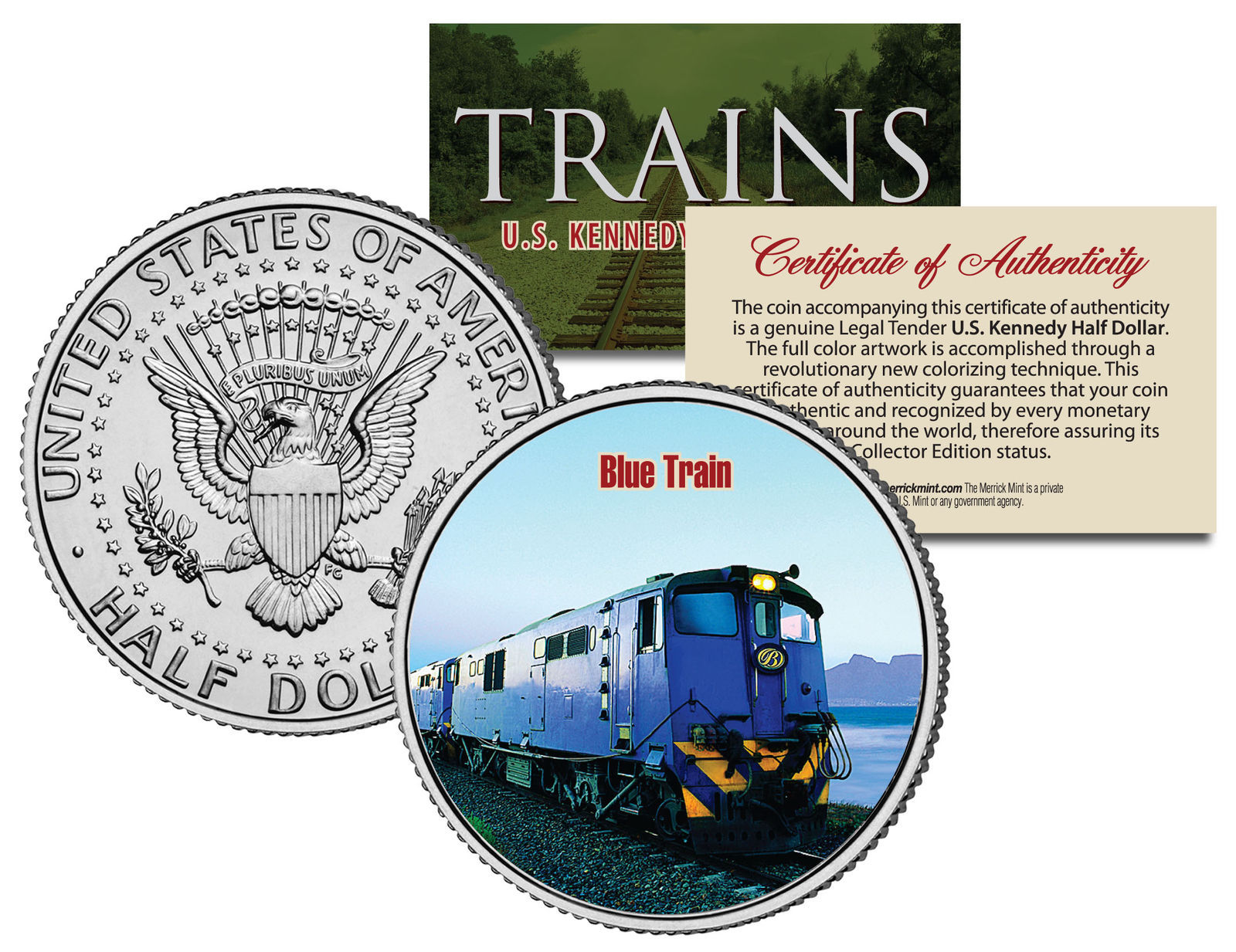 BLUE TRAIN * Famous Trains Series * JFK Half Dollar Colorized U.S. Coin - $12.16