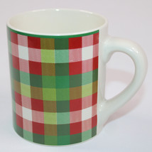 Home Brand Plaid Coloring Ceramic Coffee Mug Christmas Colors Holiday Te... - $9.51