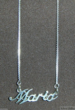 925 Sterling Silver Name Necklace - Name Plate - MARIA 17&quot; Chain w/Pendant - £47.78 GBP