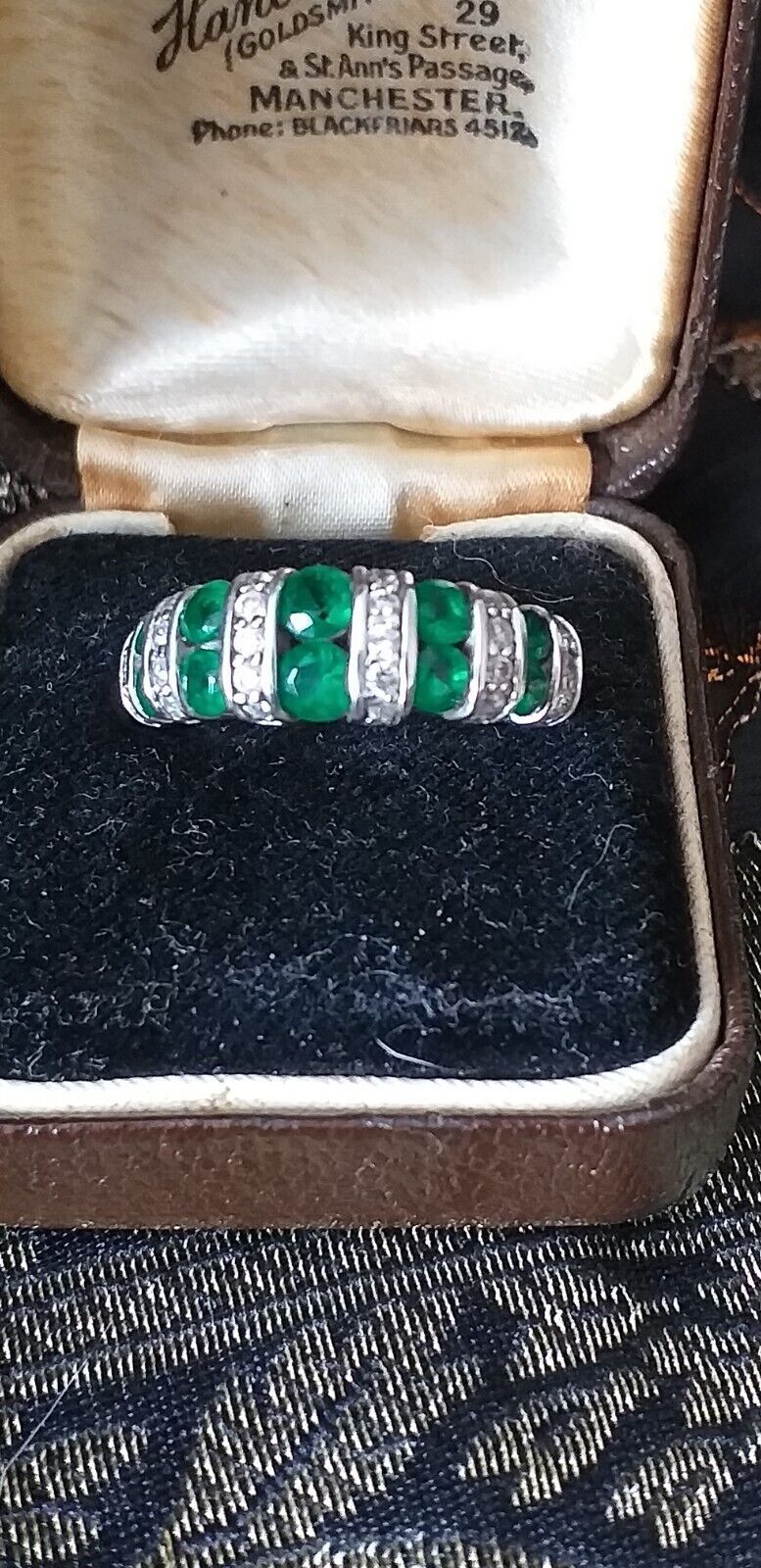 Primary image for Vintage 1990-s Diamonique Emerald and CZ 925 Sterling Silver Ring Size UK N,US 7