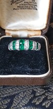 Vintage 1990-s Diamonique Emerald and CZ 925 Sterling Silver Ring Size U... - £100.42 GBP
