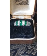 Vintage 1990-s Diamonique Emerald and CZ 925 Sterling Silver Ring Size U... - £102.08 GBP