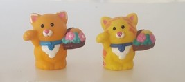 Fisher Price Little People Tabby &amp; Solid Orange Easter Cat W Flower Basket Lot - £8.07 GBP