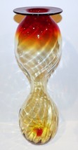 FABULOUS VINTAGE HUGE BLENKO ART GLASS OPTIC HOURGLASS AMBERINA 19&quot; VASE - $304.91