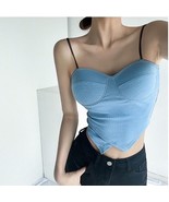 Women Seamless Irregular Crop Tops Sleeveless Cotton Short Top Padded br... - £13.71 GBP