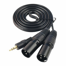 1.5M 5Ft 3.5Mm Male Stereo Aux Audio To Twin 2 X Male Xlr Lead Signal Cable Cord - £17.20 GBP