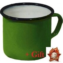 Original USSR Metal Mug, Soviet Russian Army Soldier vintage Enameled Cu... - $19.33