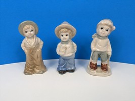 Vintage Japan Farm Girl Winter Boy Lot of 3 Porcelain Figures (cond*) - £11.74 GBP