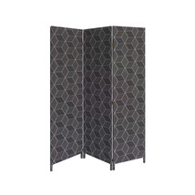 HomeRoots 3 Panel Soft Fabric Room Divider Black - 71 x 47 x 1 in. - $448.11