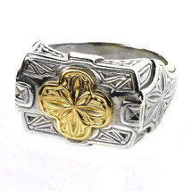  Gerochristo 2221 -  Gold & Silver - Medieval-Byzantine Cross Ring   / size 7 - $485.00