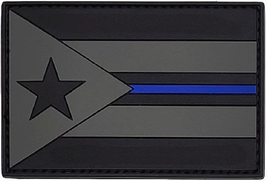 Puerto Rico Flag Thin Blue line Morale Appliques Patch (PVC Hook Patch -PS3) - $8.99