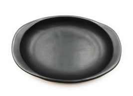 SET 6 PCS Dinner Round Serving Plate Dish Black Clay 10&quot; Unglazed Handma... - $2,162.63 MXN