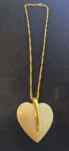 Vintage Crown Trifari Cream Lucite Heart Pendant & Necklace โ Gold Tone - $74.98 Vintage Crown Trifari Cream Lucite Heart Pendant & Necklace โ Gold Tone - $74.98