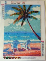 Diamond Art Painting COMPLETED HANDMADE Beach Palm Tree Canvas 12” x 16&quot; - $36.99