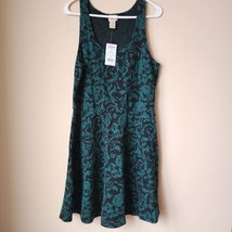 Eyelash Couture Juniors Dress Size XL Black Green Textured Sleeveless Knee Lgth - £11.00 GBP