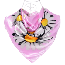 Anyyou Scarf for Women Daisy Pink Floral Printed Square Silk Shawl For S... - €15,26 EUR