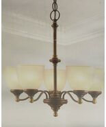 Chandelier Bristol 5-Light Nutmeg Bronze Chandelier with Tea-Stained Gla... - $44.53