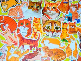 Orange Tabby Cats Stickers Pack, 50 PCS a pack, Waterproof, Reusable, Ve... - $9.54 CAD
