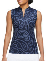 NWT Ladies NIKE Navy Obsidian Paisley Victory Sleeveless Golf Polo S M L XL XXL - £29.90 GBP