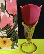 Vintage Avon Flaming Tulip Shaped Fragrance Candle &amp; Stem Holder 1973 -*... - £7.45 GBP