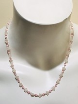Hand Knotted Natural Pink/Rose Quartz Cat-eye  Necklace 19 Inches - £30.46 GBP