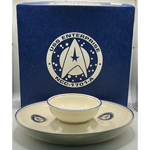 Pfaltzgraff Star Trek USS Enterprise NCC-1701-A Chip & Dip Plate & Bowl w/Box - £77.33 GBP