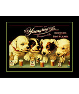 Vintage Yuengling Beer &amp; Puppy Poster Print Puppies Decor Dogs Bar Wall Art - £18.07 GBP+