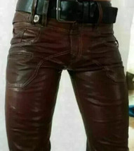 42&quot; MEN&#39;S LEATHER JEANS THIGH FIT OUTRAGEOUSLY LUXURY PANTS TROUSERS HOT... - $56.09