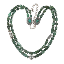 AMC Native American Sterling, turquoise, Montana Jade beaded necklace - $495.00