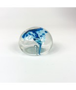 Shirley Elford Art Glass  Blue speckled Flower Paperweight - £14.87 GBP