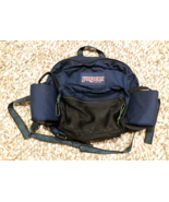 JanSport USA Hiking Fanny Waist Pack Blue Bag 2 Bottle Holsters Vintage ... - £32.72 GBP