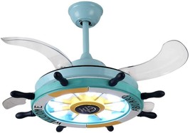 Lighting Groups 42” Invisible Reversible Ceiling Fan With Light &amp; Remote,, Blue - £238.25 GBP