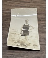 Vintage 1920&#39;s Black &amp; White Flapper Girl Bathing Suit Woman Fashion KG JD - $9.89