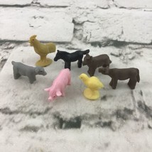 Tiny Miniature 1&quot; Farm Animal Figures Lot Of 7 Diorami Fairy Gardens Crafts - £4.74 GBP