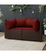 Patio Corner Sofas with Cushions 2 pcs Brown Poly Rattan - $6,481.19 MXN