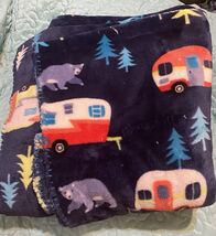 Holiday Time Plush Throw Vacation Camper Trees Bears 50 x 60 inches Blanket - €6,81 EUR