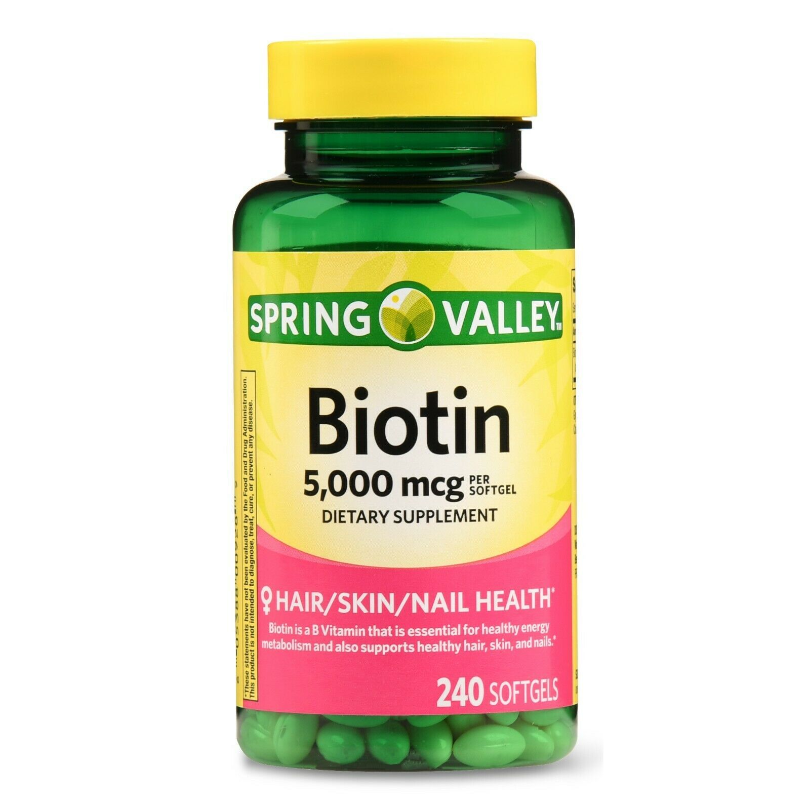 SPRING VALLEY BIOTIN SOFTGELS, 5000 MCG, 240 COUNT..+ - $19.79