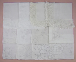 Lot of One Dozen Vintage White Wedding Hankies (Lot #87) - £79.93 GBP