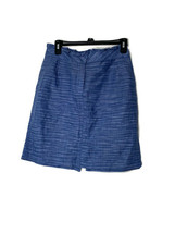 J Crew Heathered Playa Skirt Womens Size 4 Blue Linen Blend Ruffle Trim - £9.57 GBP